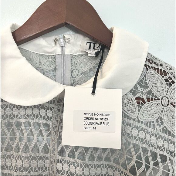 NWT ASOS True Decadence Gray Lace Peter Pan Collar Midi Dress Formal 10 TALL - Picture 9 of 12